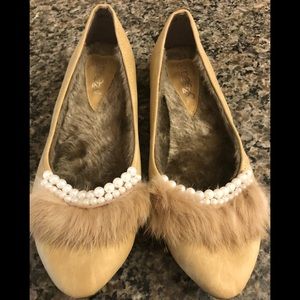 BELEZA FUR PEARL CAMEL FLATS FAUX FUR LINED 10